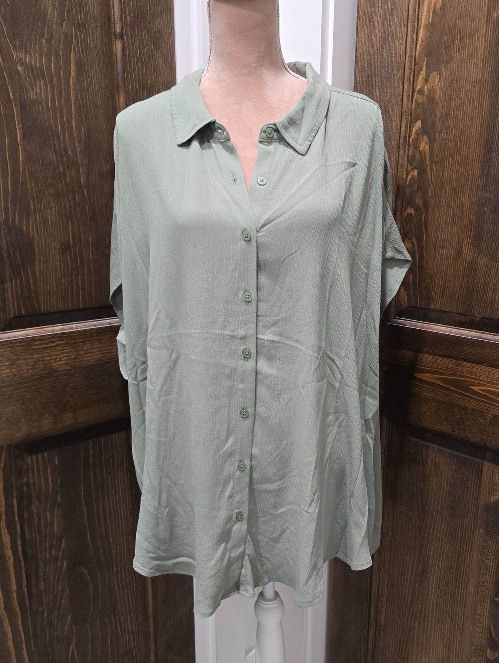 torrid Sage Green Button-Front Shirt